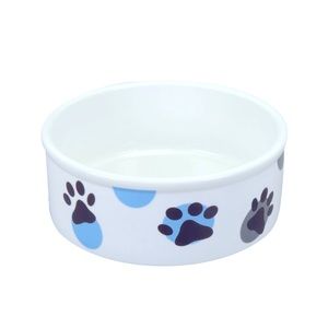 NEW CERAMIC PET BOWL Dog Food Water Bowl 57oz Paw Prints